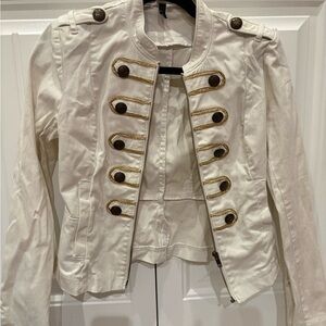 H&M Cream Military-Inspired Jacket with Gold Details